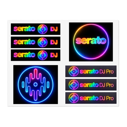 Serato DJ Neon Logo Sticker Sheet — Rainbow DJ Equipment Decals