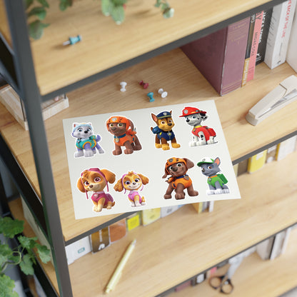 Paw Patrol Character Sticker Sheet — Kids Cartoon Rescue Pup Stickers