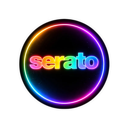 Serato Rainbow Neon Circle Sticker — Vinyl Kiss-Cut Laptop Decal