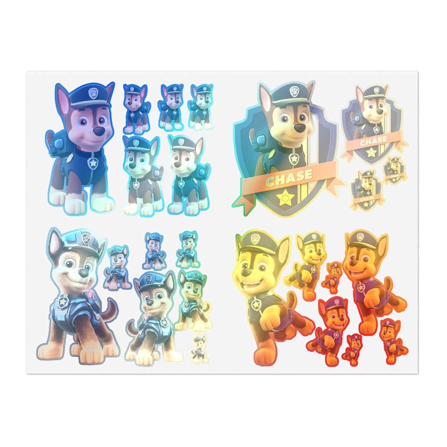 Chase Police Pup Sticker Sheet — Kids Character Sticker Pack