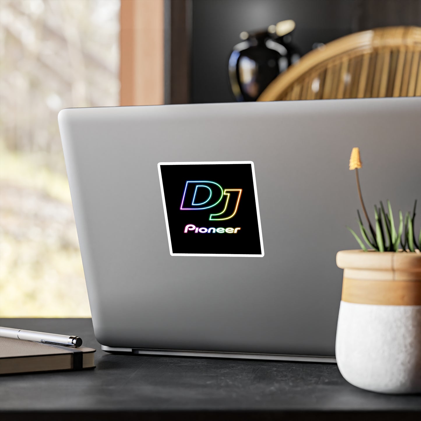DJ Pioneer Neon Logo Sticker — Vinyl Kiss-Cut Laptop Sticker