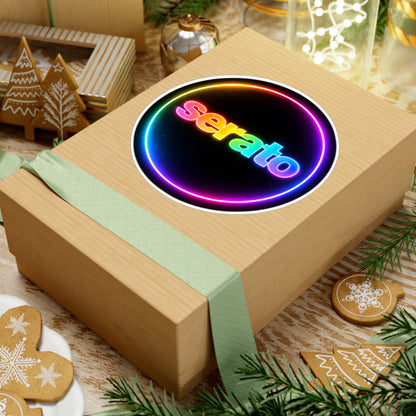 Serato Rainbow Neon Circle Sticker — Vinyl Kiss-Cut Laptop Decal