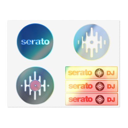 Serato DJ Logo Sticker Sheet — Vinyl Music Producer Decals (Record & Wave Icons)
