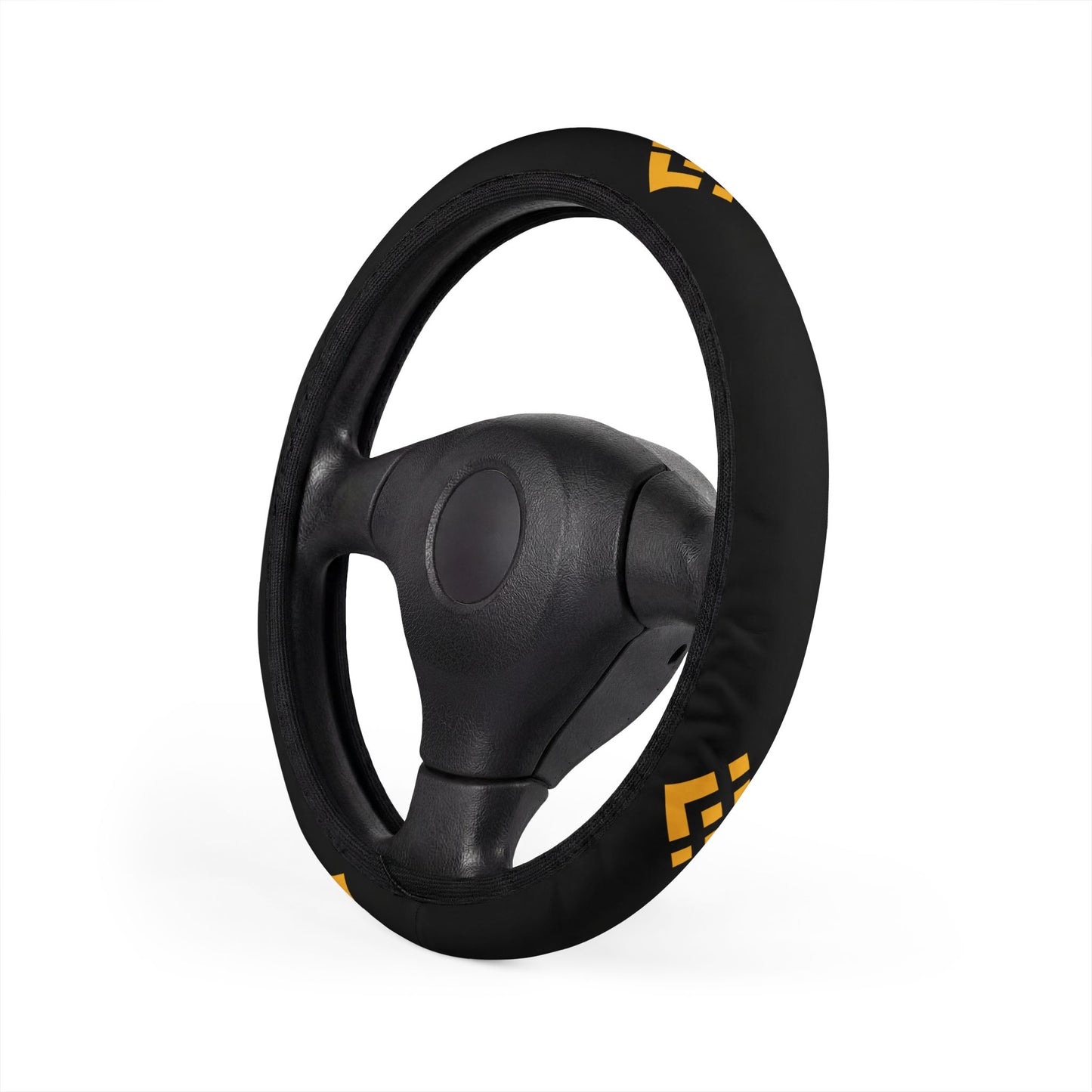Crypto Trading Steering Wheel Cover – Binance Logo Design, Durable Leather, Comfortable Grip