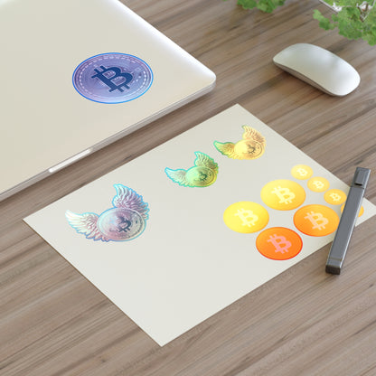 Bitcoin Sticker Sheet — Crypto Coin & Winged BTC Decal Set