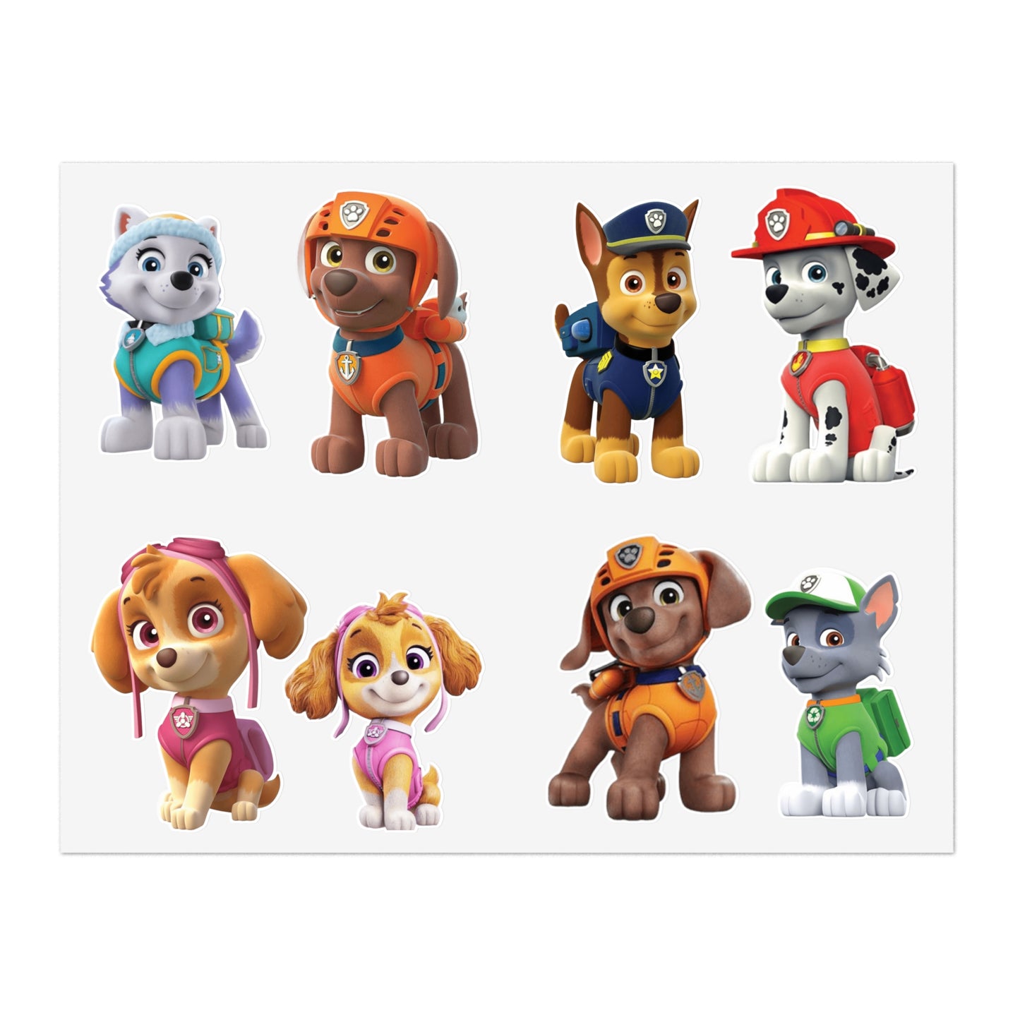 Paw Patrol Character Sticker Sheet — Kids Cartoon Rescue Pup Stickers