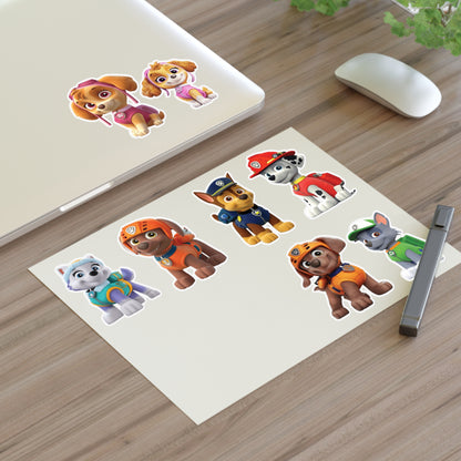 Paw Patrol Character Sticker Sheet — Kids Cartoon Rescue Pup Stickers