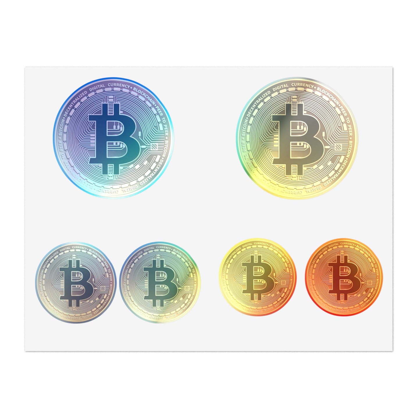 Bitcoin Coin Sticker Sheet — Gold Crypto Decal Set