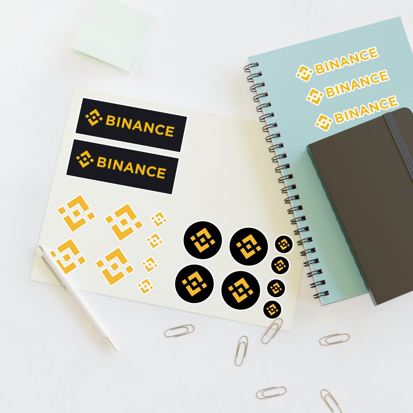 Binance Crypto Logo Sticker Sheet — Cryptocurrency Decal Pack