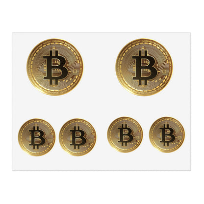 Bitcoin Coin Sticker Sheet — Gold Crypto Decal Set