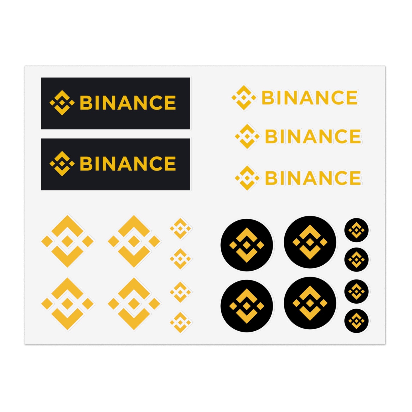 Binance Crypto Logo Sticker Sheet — Cryptocurrency Decal Pack