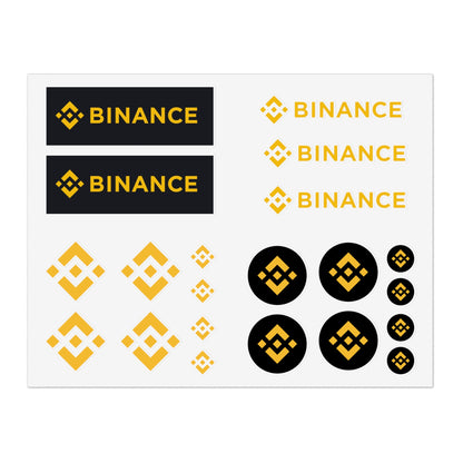 Binance Crypto Logo Sticker Sheet — Cryptocurrency Decal Pack