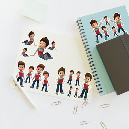 Cartoon Boy Character Sticker Sheet – Playful Kids Decorative Decals