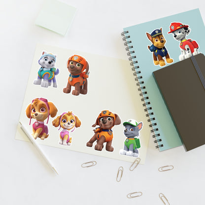 Paw Patrol Character Sticker Sheet — Kids Cartoon Rescue Pup Stickers