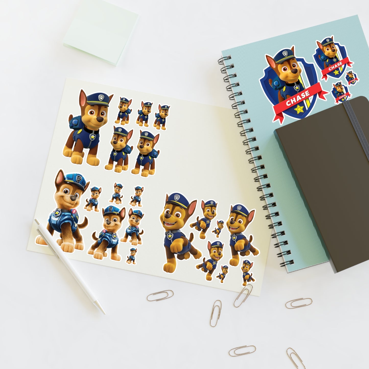 Chase Police Pup Sticker Sheet — Kids Character Sticker Pack