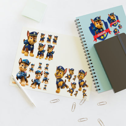 Chase Police Pup Sticker Sheet — Kids Character Sticker Pack