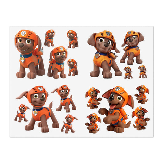 Paw Patrol Zuma Sticker Sheet — Cute Rescue Dog Character Stickers for Kids' Crafts & Party Favors