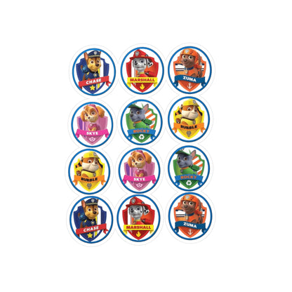Paw Patrol Character Vinyl Stickers — Round Kiss-Cut Badge Pack (Chase, Marshall, Skye & More)