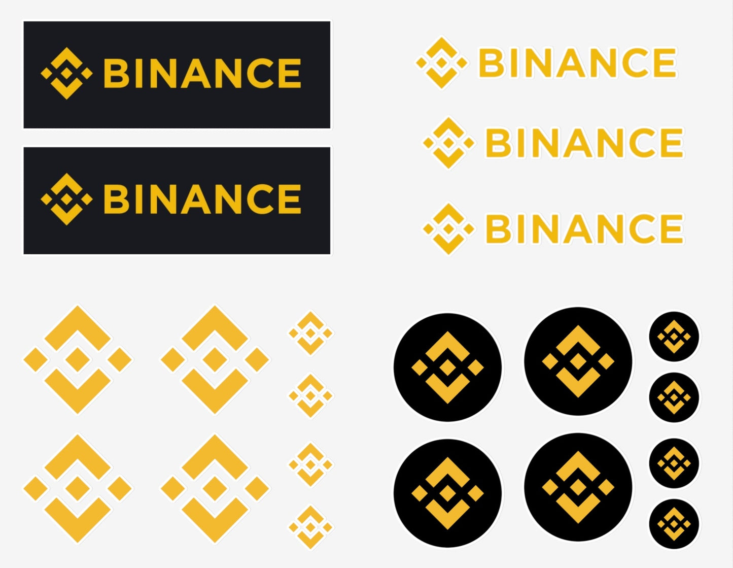 Binance Crypto Logo Sticker Sheet — Cryptocurrency Decal Pack