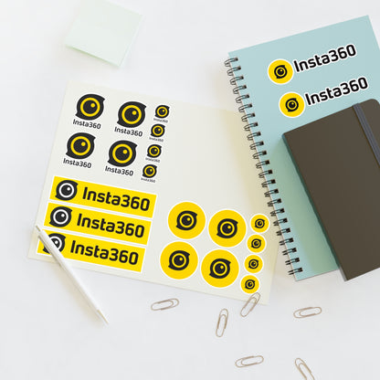 Insta360 Logo Sticker Sheet — Yellow Camera Decal Set