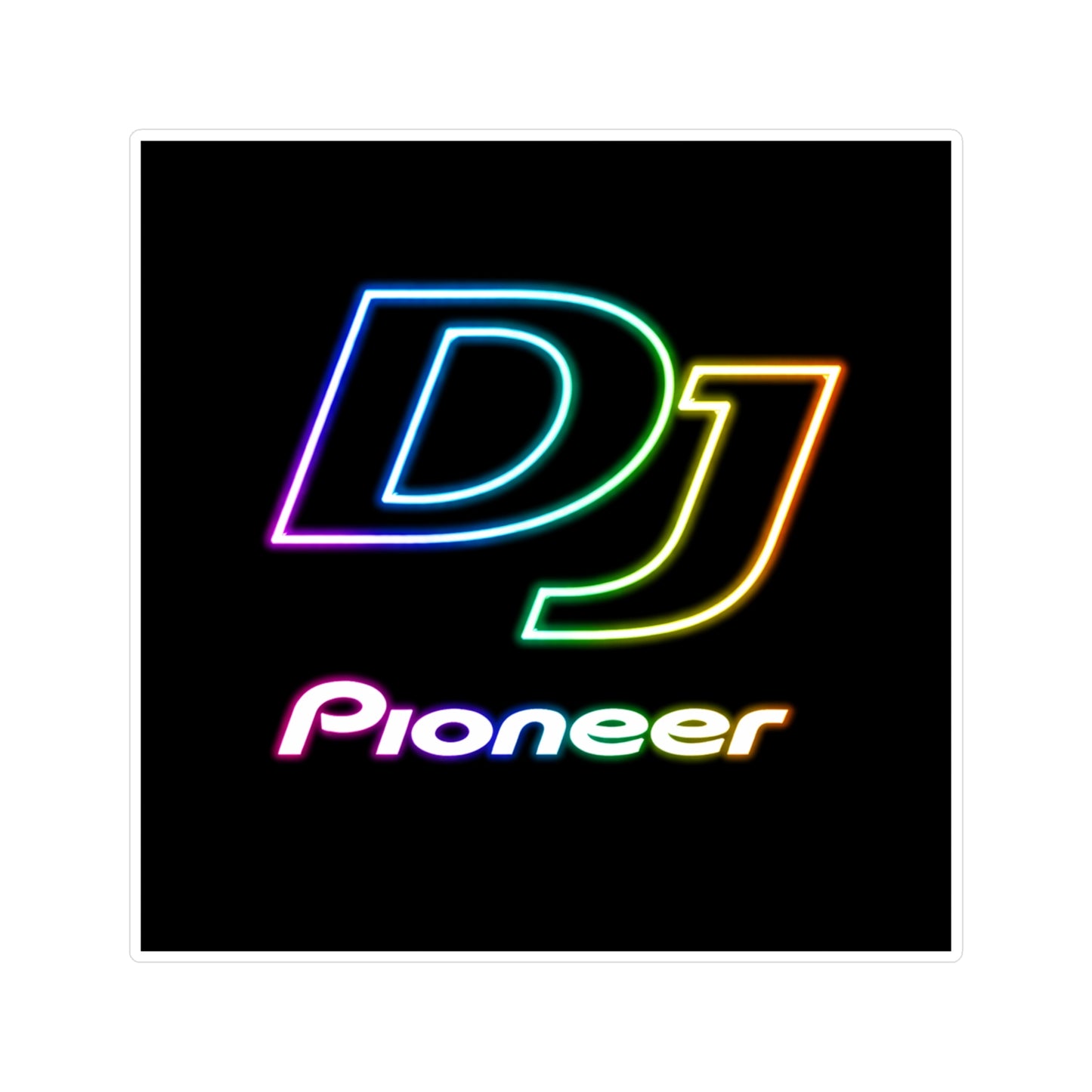 DJ Pioneer Neon Logo Sticker — Vinyl Kiss-Cut Laptop Sticker