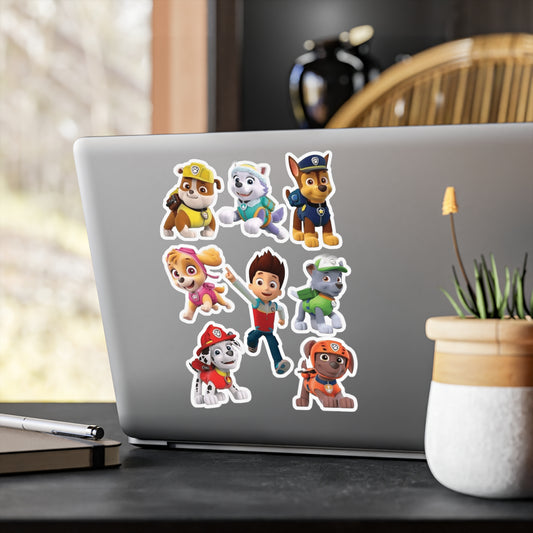 Kids Cartoon Rescue Team Vinyl Sticker Set — Kiss-Cut Waterproof Decals