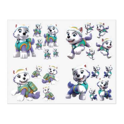 Paw patrol Sticker Sheet — Cute Winter Husky Stickers for Kids, Planners & Scrapbooking