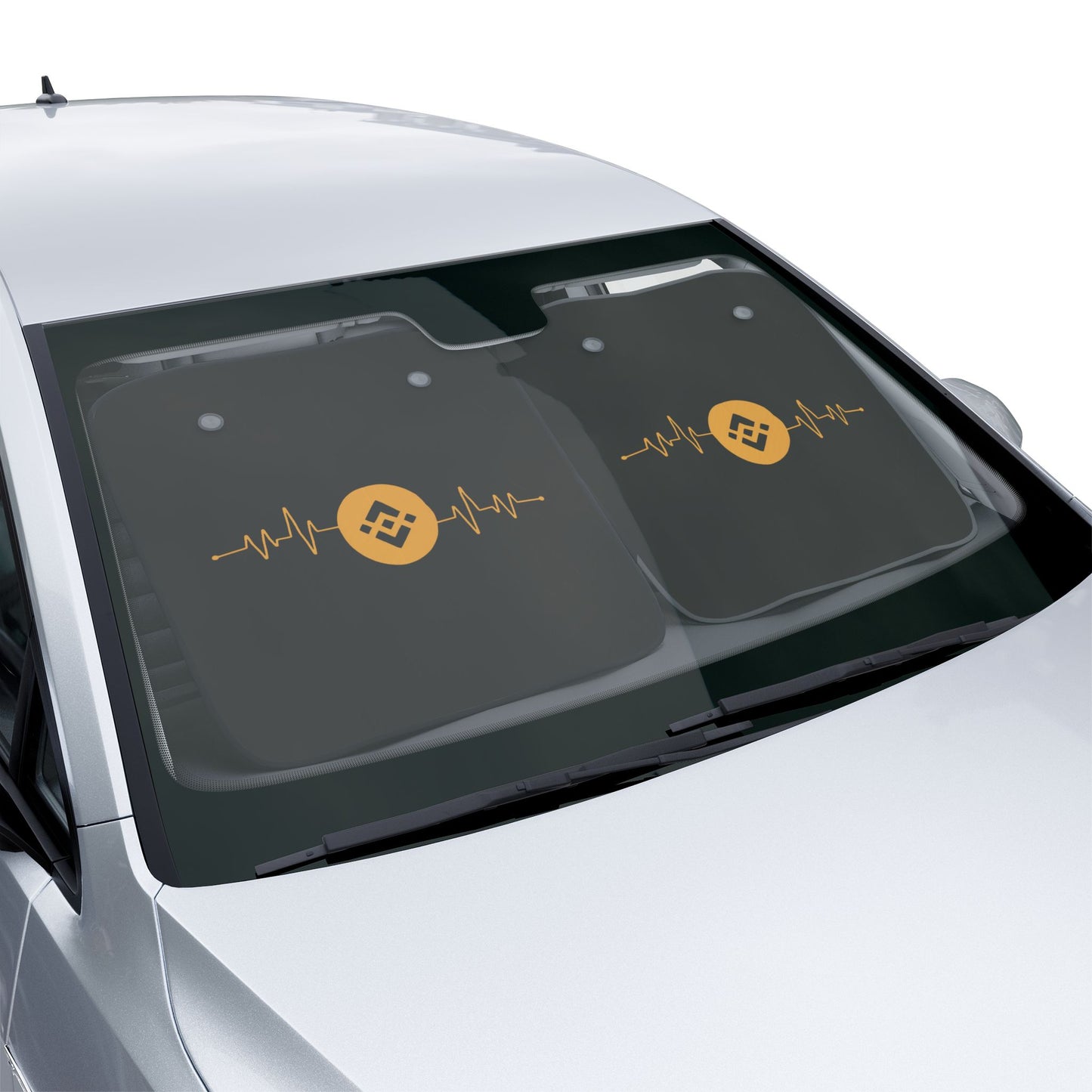 Binance Logo Car Sun Shade — Crypto Heartbeat Windshield Sunshade