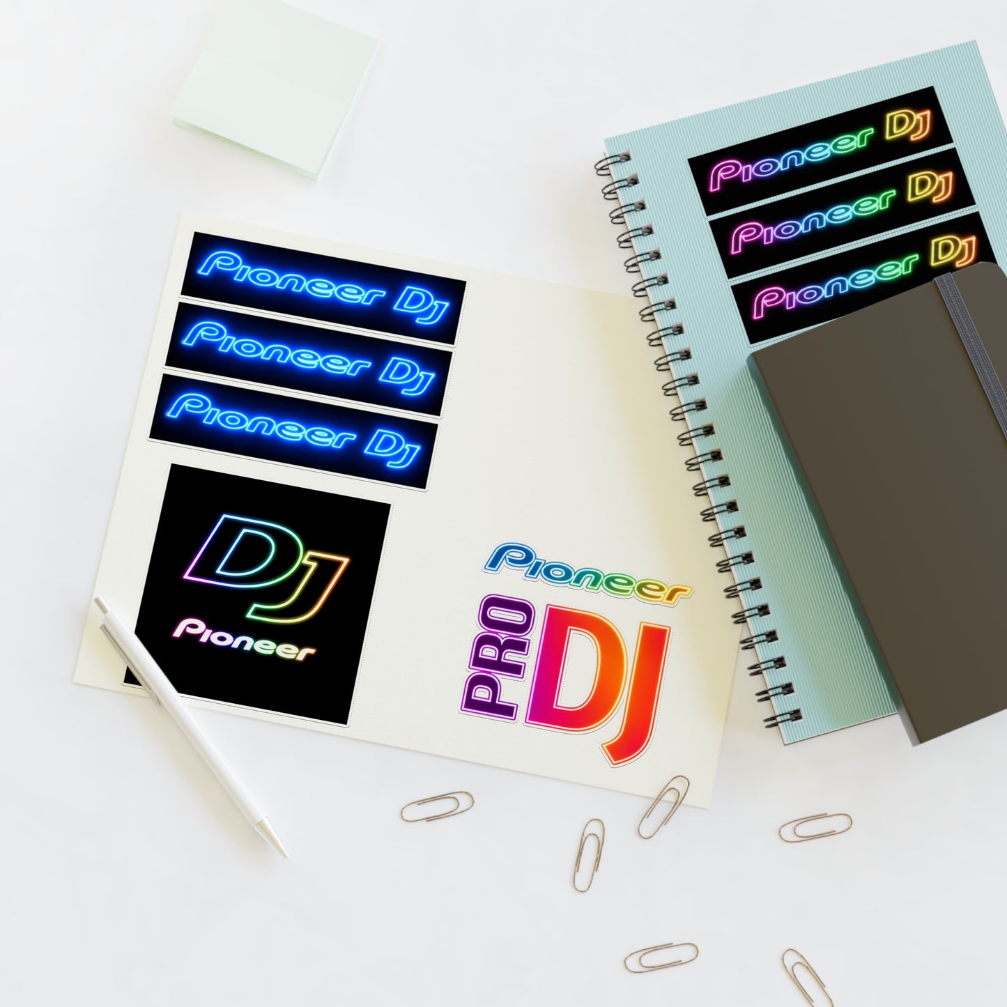 Pioneer DJ Neon Logo Sticker Sheet — Pro DJ Vinyl Decals