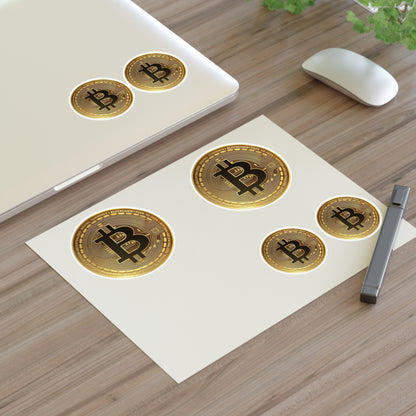 Bitcoin Coin Sticker Sheet — Gold Crypto Decal Set