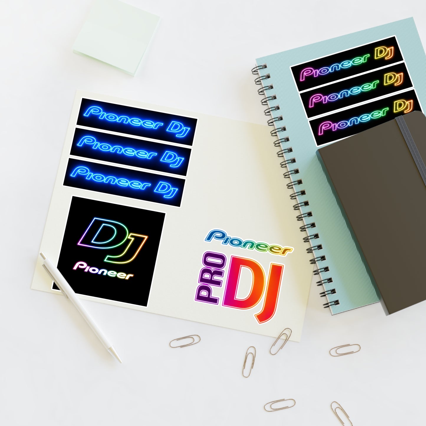 Pioneer DJ Neon Logo Sticker Sheet — Pro DJ Vinyl Decals