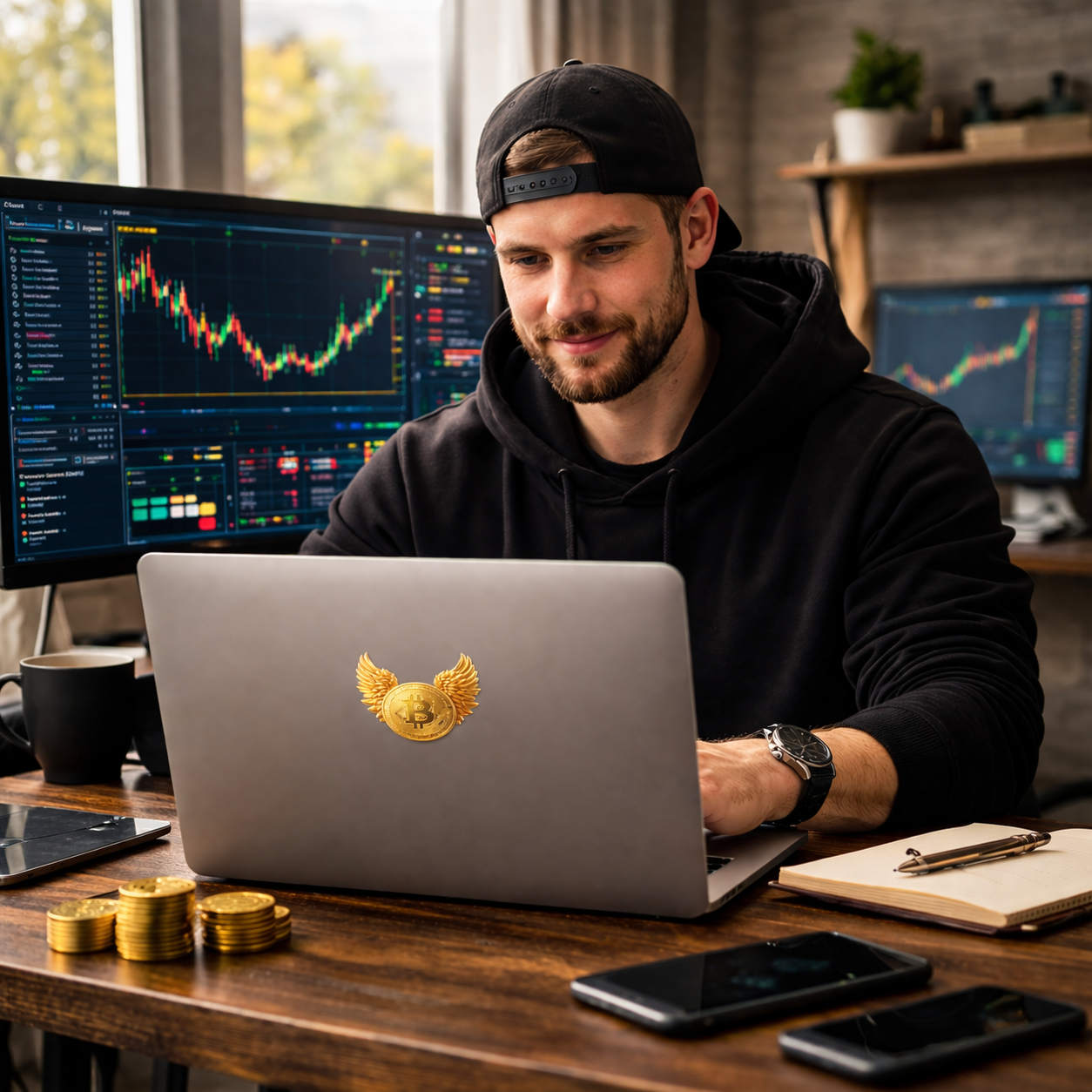 Bitcoin Wings Sticker — Die-Cut Transparent Outdoor Crypto Decal