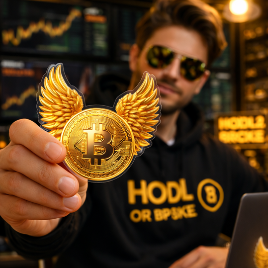 Bitcoin Wings Sticker — Die-Cut Transparent Outdoor Crypto Decal