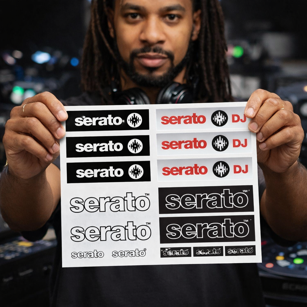 Serato DJ Logo Sticker Sheet – Black & Red DJ Decals