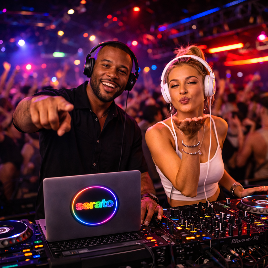 Serato Rainbow Neon Round Sticker — Waterproof Outdoor Vinyl
