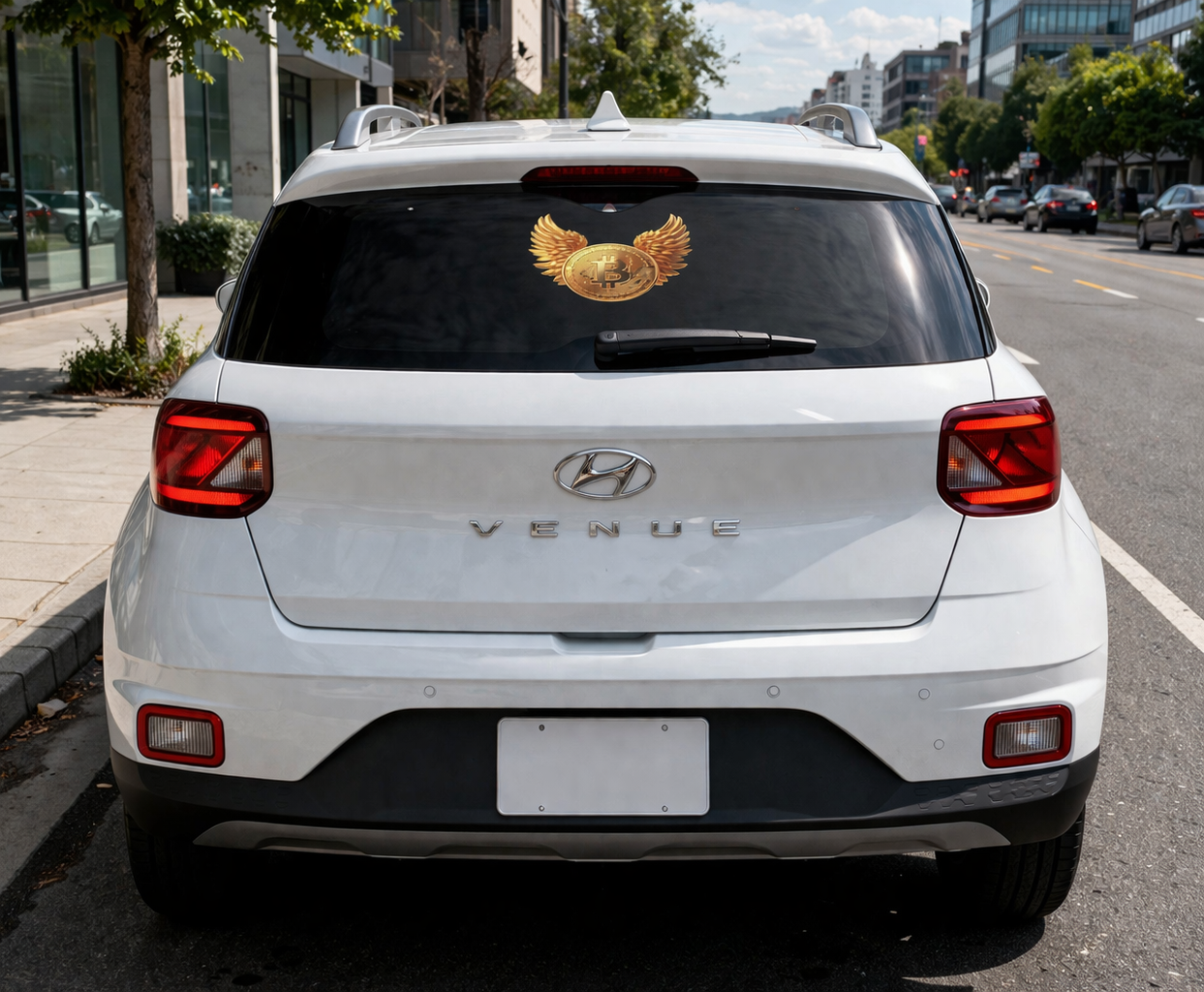 Bitcoin Wing Emblem Car Sun Shade — UV Protector for Crypto Enthusiasts