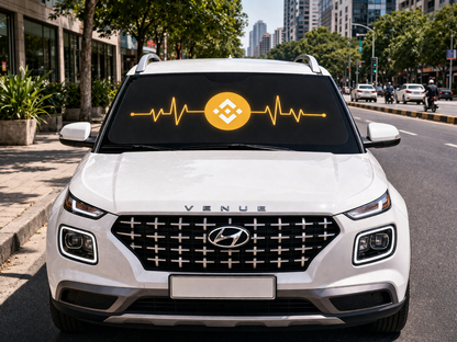 Binance Logo Car Sun Shade — Crypto Heartbeat Windshield Sunshade