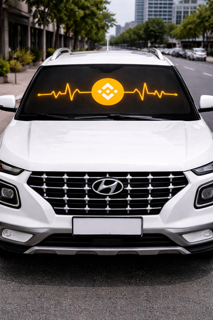 Binance Logo Car Sun Shade — Crypto Heartbeat Windshield Sunshade