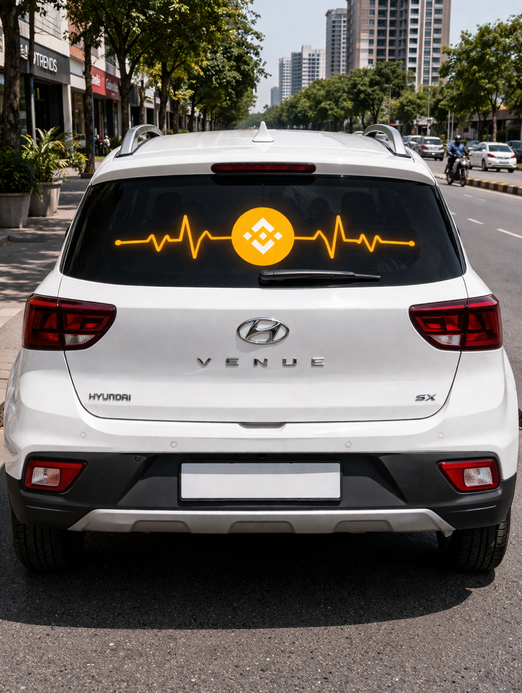 Binance Logo Car Sun Shade — Crypto Heartbeat Windshield Sunshade