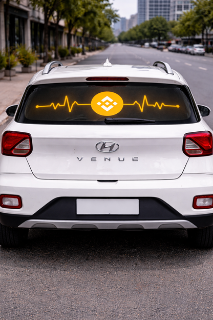 Binance Logo Car Sun Shade — Crypto Heartbeat Windshield Sunshade