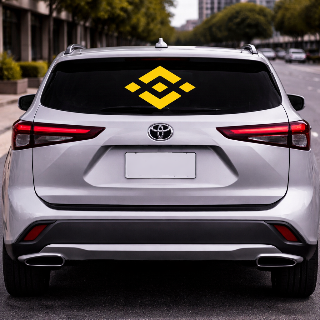Binance Car Sun Shade — Black & Gold Geometric Logo Windshield Shade