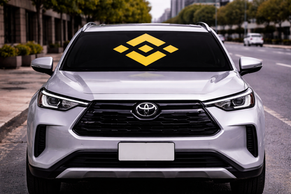 Binance Car Sun Shade — Black & Gold Geometric Logo Windshield Shade