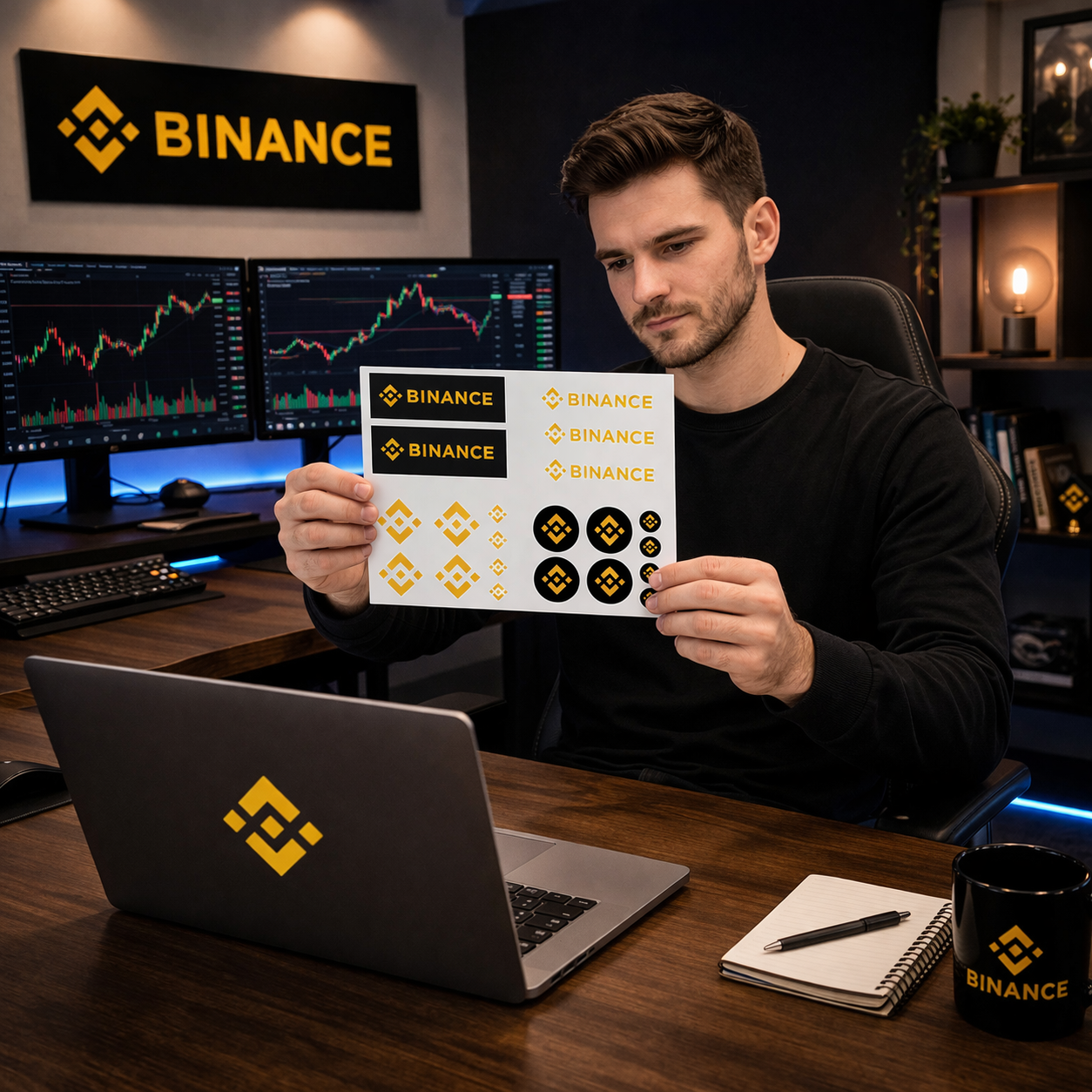 Binance Crypto Logo Sticker Sheet — Cryptocurrency Decal Pack