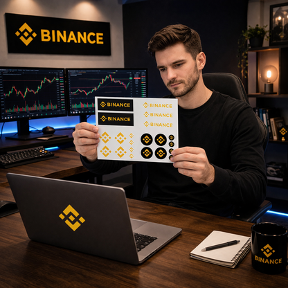 Binance Crypto Logo Sticker Sheet — Cryptocurrency Decal Pack